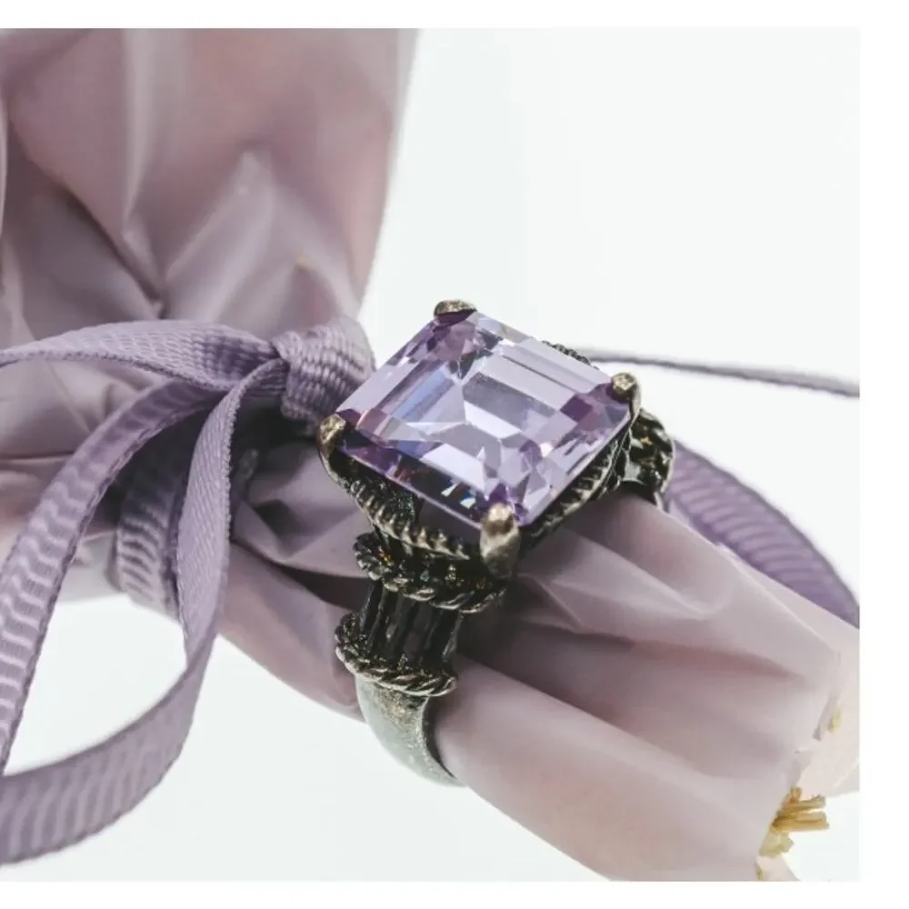 925 Sterling Silver Amethyst Ring Size 6.75
